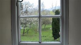 View from our room's side window to the fabulous grounds of Crowcombe Heathfield Youth Hostel